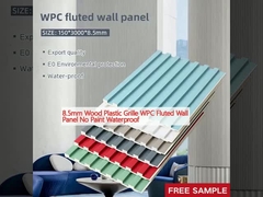 painel de parede acanelado plástico de madeira da grade WPC de 8.5mm nenhuma pintura impermeável