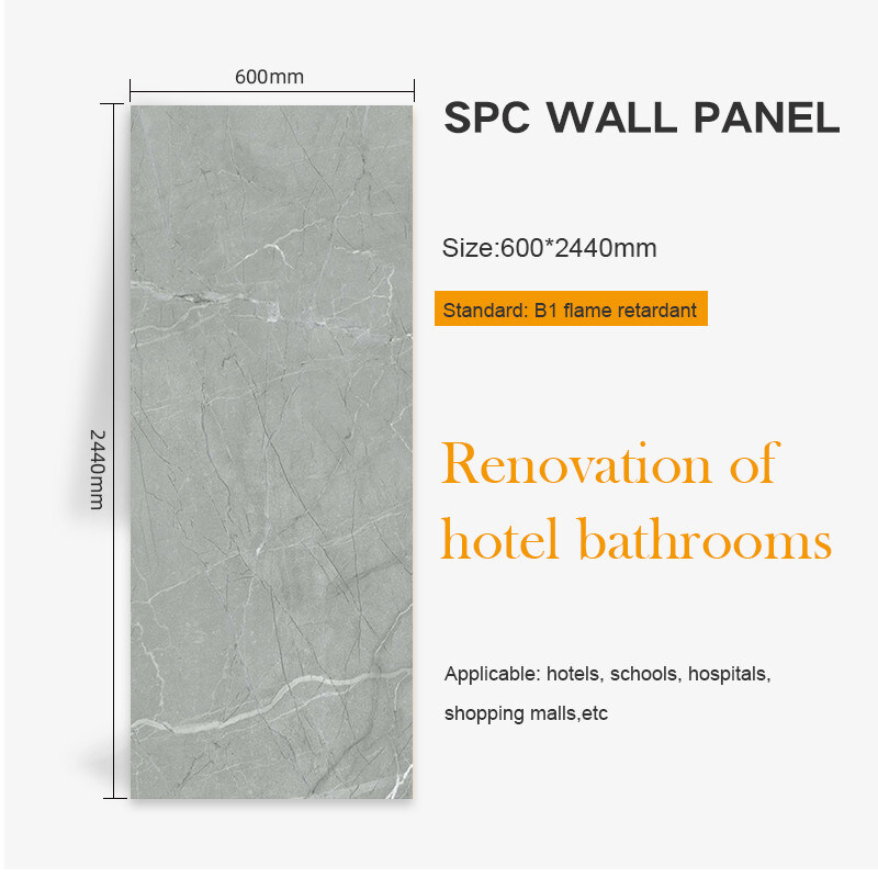 Alta resistência à água SPC painel de parede azulejos de luxo moderno mármore acabamento pedra plástico material composto
