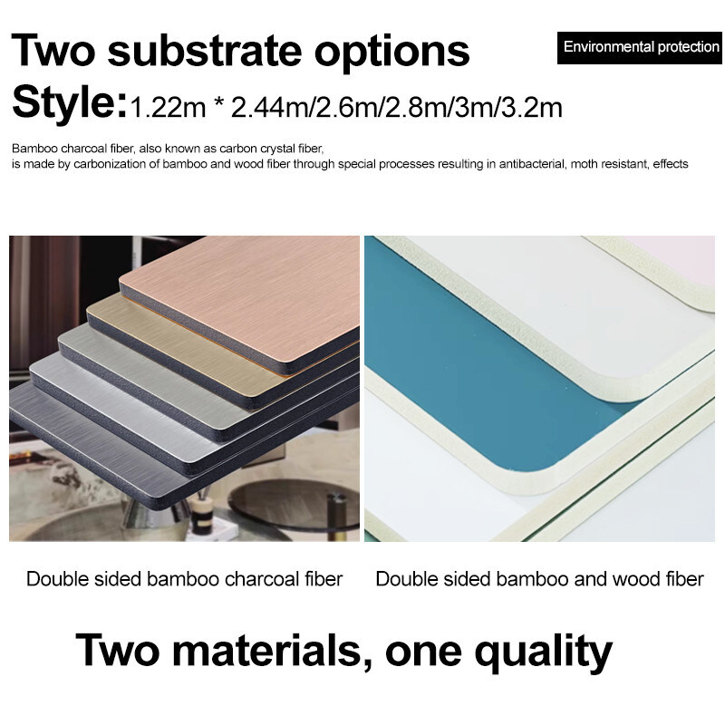 Decoração de interiores Painel de parede de revestimento de madeira de metal Amigável ao meio ambiente Vestido de madeira de carvão de bambu