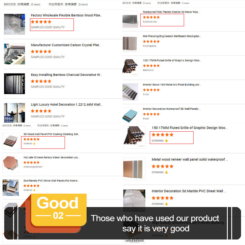 Alta densidade estilo minimalista Fibra de madeira de bambu Veneer PET Painel de parede de mármore