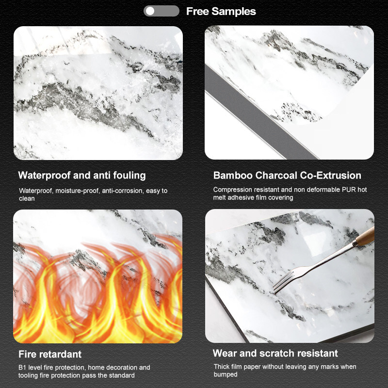 Sala de estar impermeável e ignífugo PVC painel de parede de carvão de bambu com material ecológico