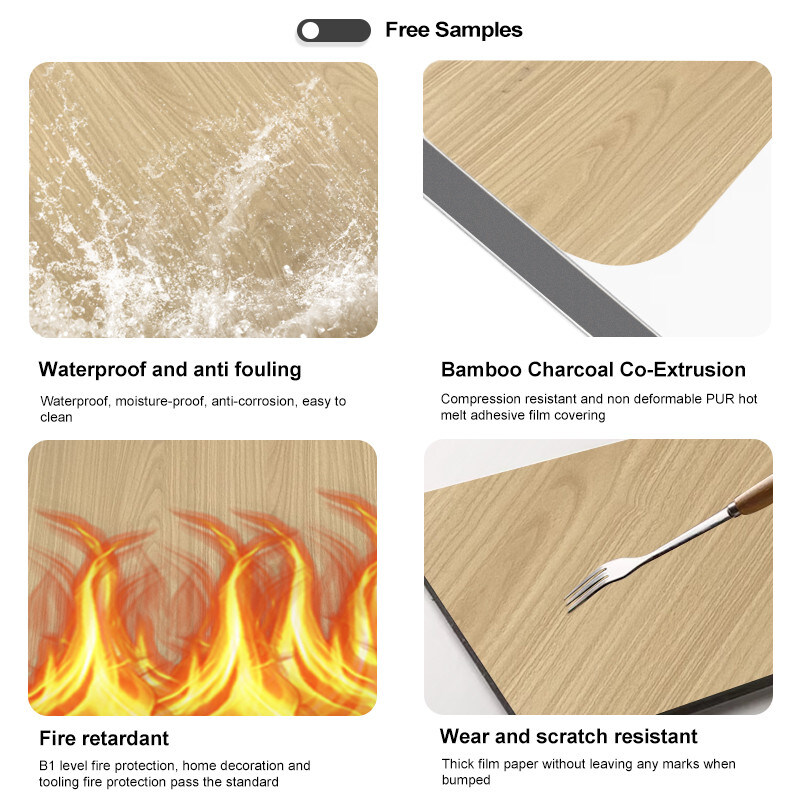 Á prova de umidade Bambú Carvão de parede Folha de madeira para decoração moderna de luxo
