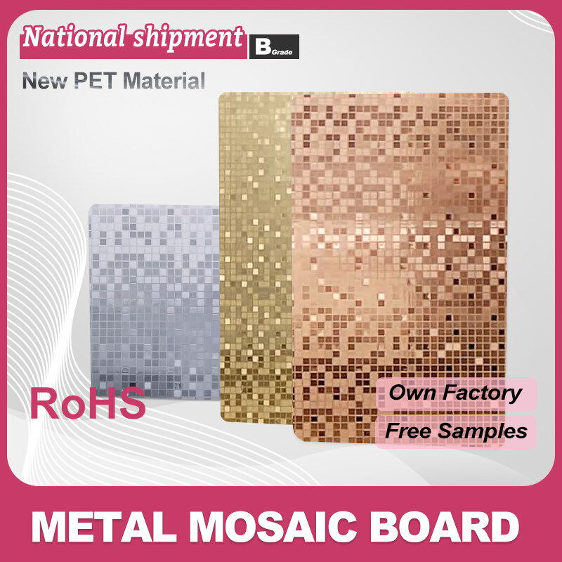 Decorações de parede para a casa Painel de parede de mosaico de metal PET à prova de umidade