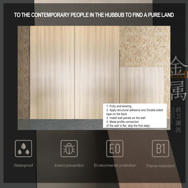 Dimensão personalizada Painel de parede de carvão de bambu Decoração de parede interior Folha de PVC