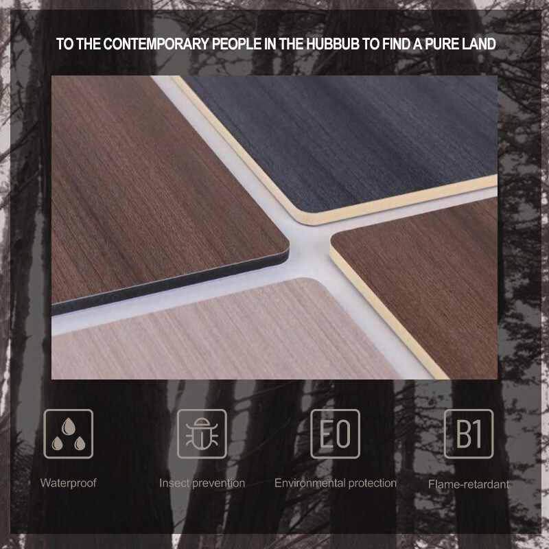 Painel de parede de PVC de 8 mm Decorativo Impeligroso Folheado de madeira de fibra de bambu Painel de parede sem costura