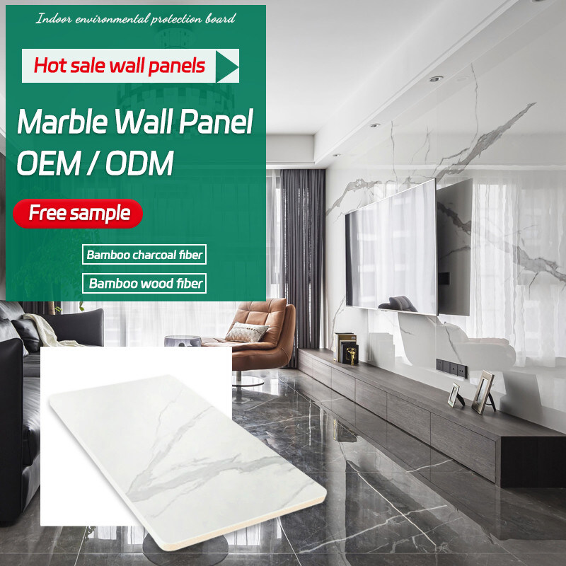 Parede do fundo da tevê da decoração da casa impermeável e painéis de parede de madeira de mármore do folheado da Umidade-prova