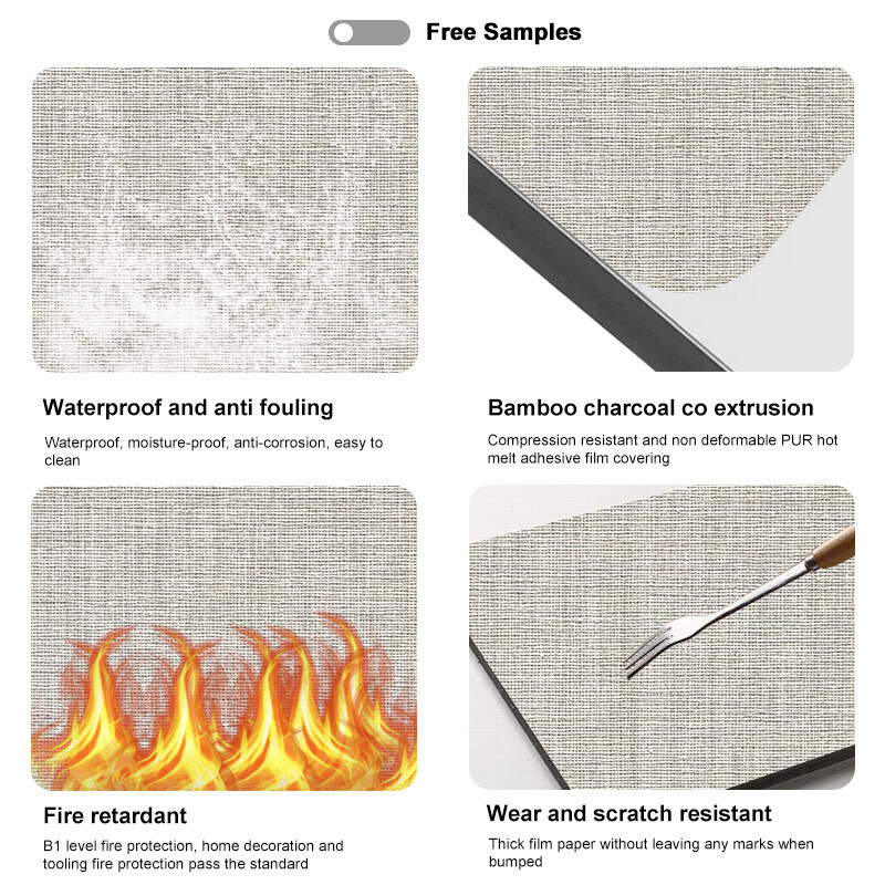 PVC Bamboo Carvão de madeira Veneer Interior Decorativo Painéis de parede de madeira