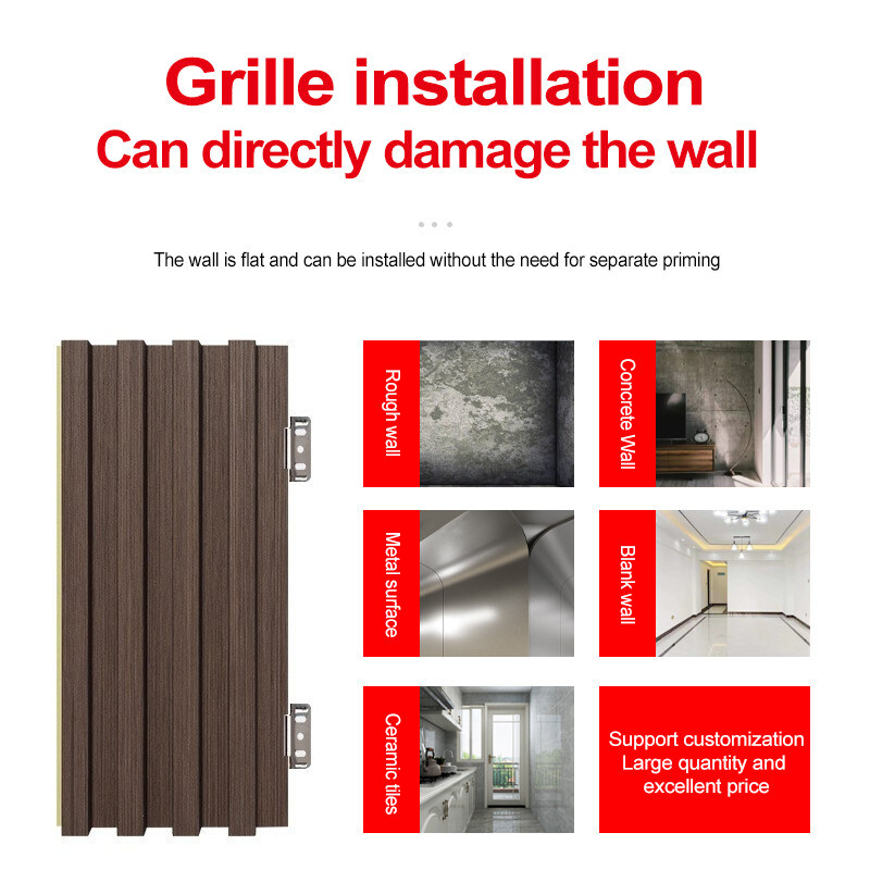 Painéis de parede WPC decorativos de interiores 3D Painel de churrasqueira de madeira maciça