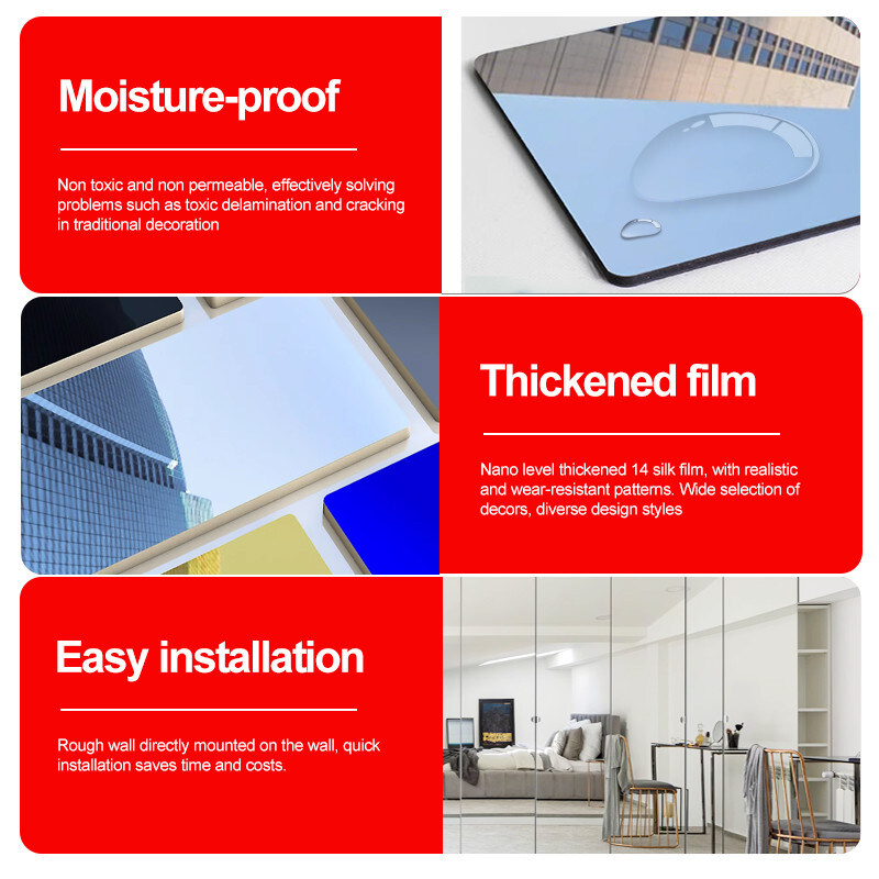 Decoração de interiores 5 mm Espelho Painéis de parede de madeira Painel de parede de PVC