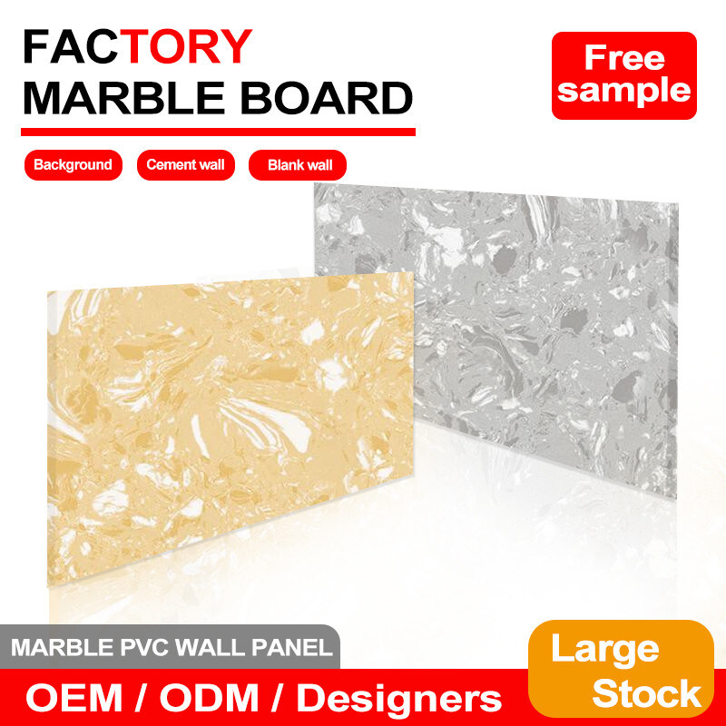 Moderno Atraente 5MM High Gloss Wall Marble Panel Para Interior PVC Folha de Mármore