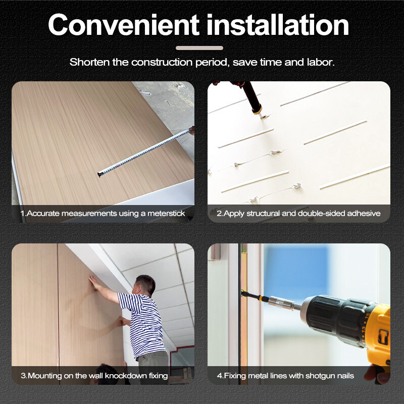 Painel de parede 3D de fibra de carvão de bambu de PVC