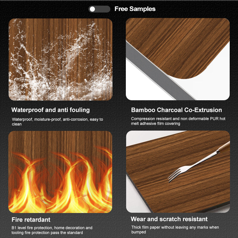 1.22m Largura Painel de madeira moderno Painel de mármore de carvão de bambu para a indústria hoteleira