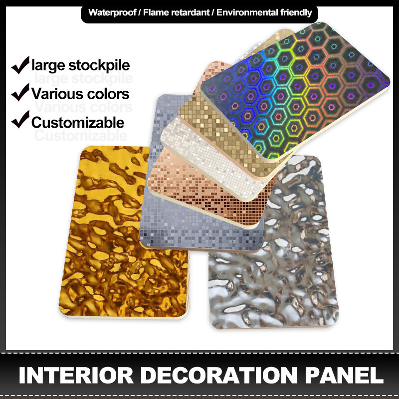 Pvc Board Laser& Mosaic Series Bambú Carvão de madeira Veneer Interior Decor painel de parede