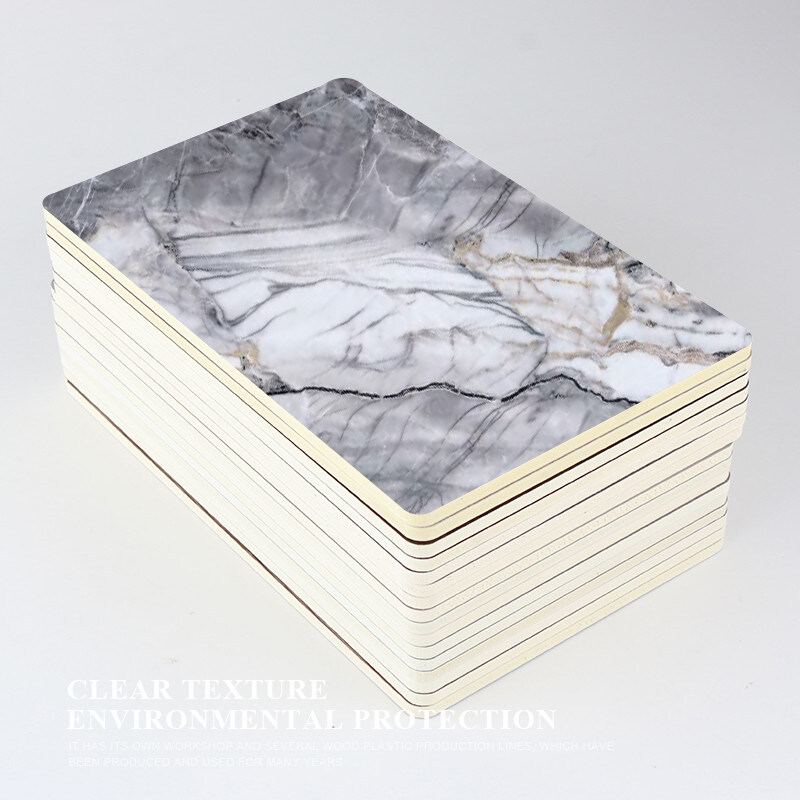 Folha de mármore PET à prova de umidade Bambú Carvão de madeira Veneer PVC Parede decorativa