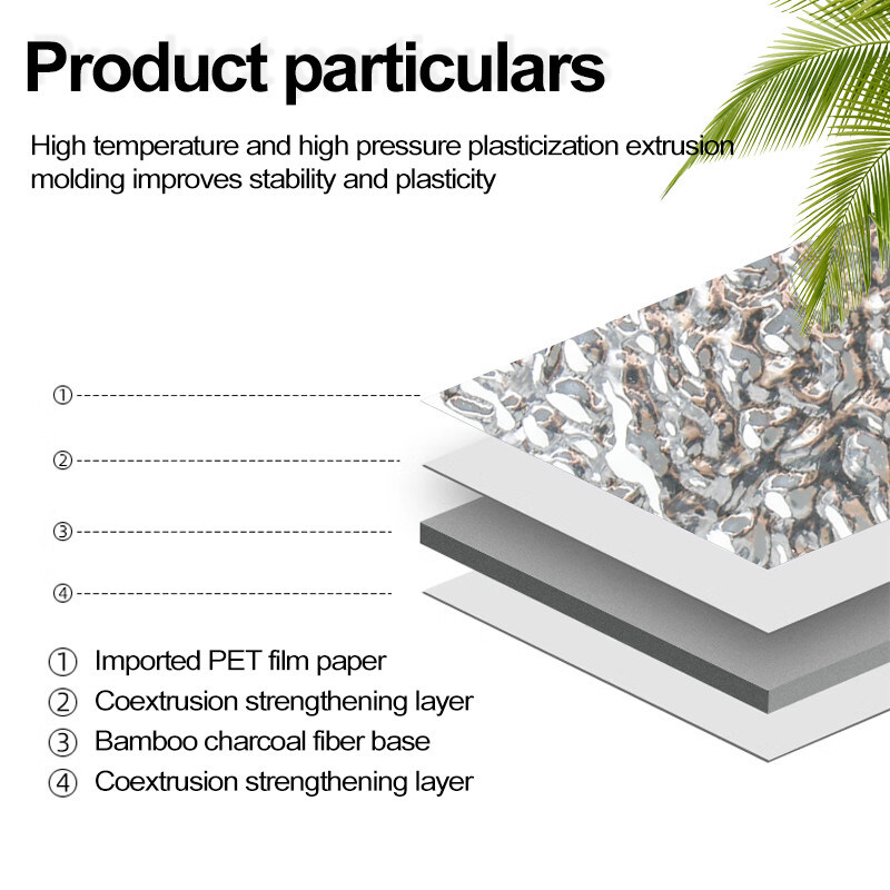 Painéis de parede decorativos à prova d'água Padrão de onda de água Bambus Carvão de madeira Painéis de folheado