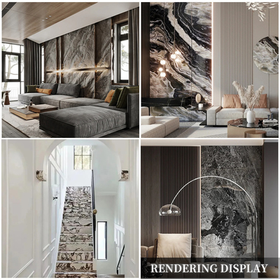 ODM de bambu do OEM dos painéis de revestimento do PVC de Grey Marble do carvão vegetal do quadrado