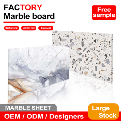 Amigável ao ambiente Bamboo Carvão de madeira Veneer Interior PET Painel de parede de mármore