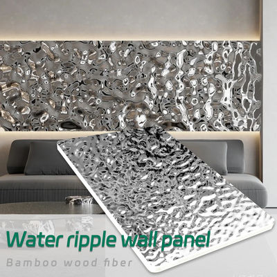 a madeira de madeira de bambu da fibra de 8mm almofada os painéis Pintura-livres interiores da ondinha da água 3D da decoração da parede