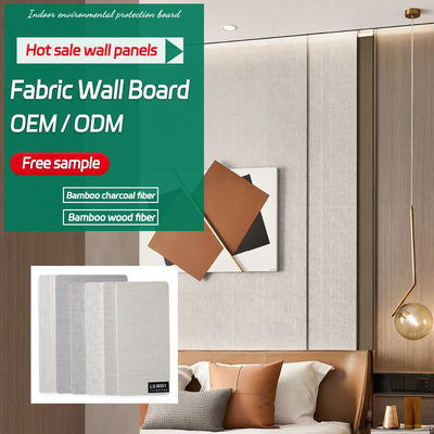 8 milímetros de tela de bambu luxuosa moderna do folheado da madeira da fibra Textured paredes do painel do PVC