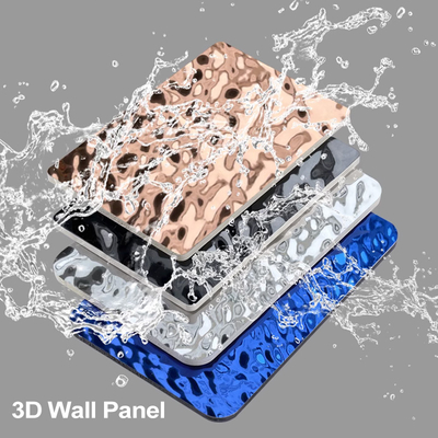 Moderno estilo de luxo leve 3D Carvão de borda de água ondulação de bambu Carvão de madeira folheado