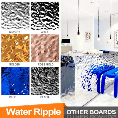 PVC PET Painel de ondulação de água Fibra de carvão de bambu 3D Painel de revestimento de parede de madeira