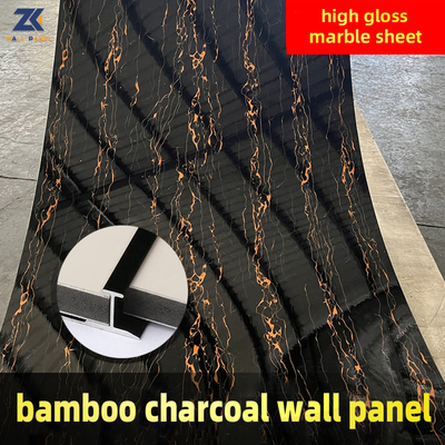 Painel de parede de bambu de mármore de alto brilho do carvão vegetal do ANIMAL DE ESTIMAÇÃO das vendas diretas 1.22*2.44 M da fábrica