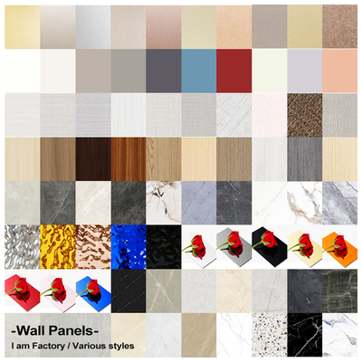 Alta densidade estilo minimalista Fibra de madeira de bambu Veneer PET Painel de parede de mármore