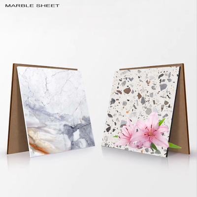 Amigável ao ambiente Bamboo Carvão de madeira Veneer Interior PET Painel de parede de mármore
